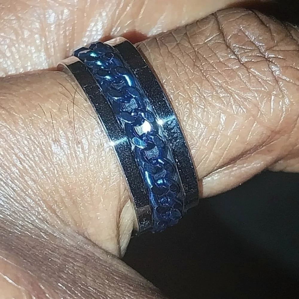 Mens Stainless  steel Fridget Spinner Ring